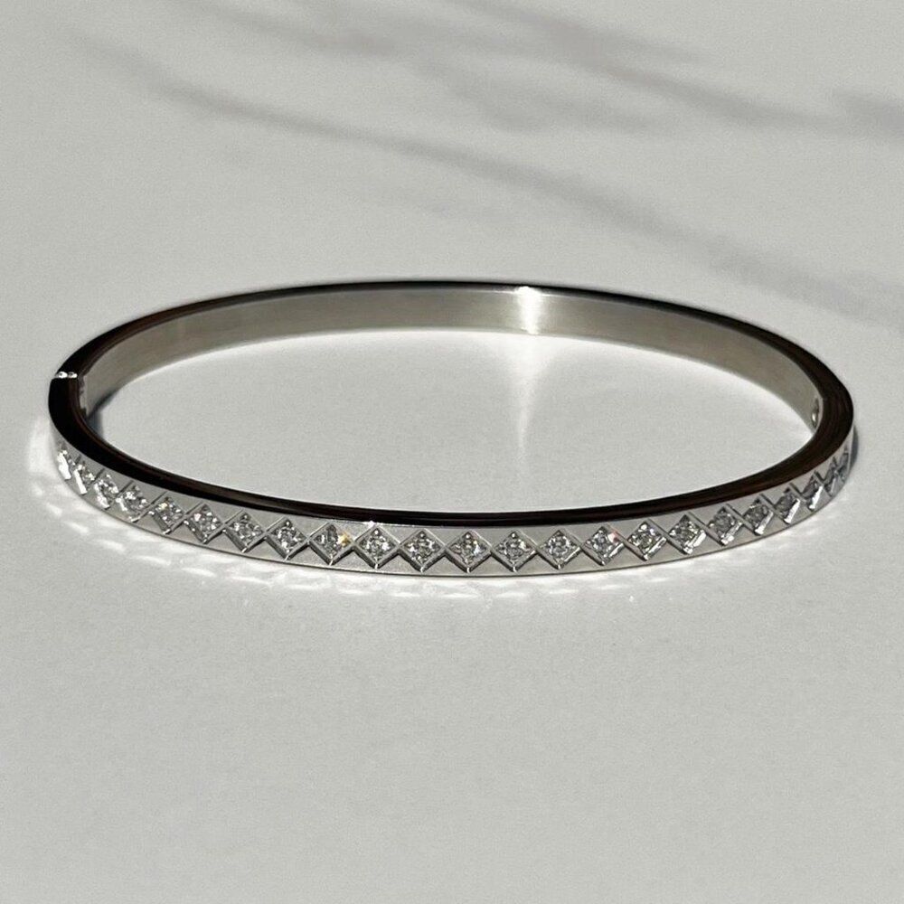 New! “Sky” Silver Inlaid Studded Bracelet